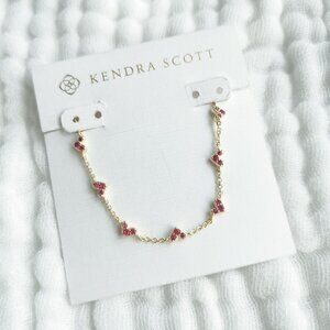 Authentic Kendra Scott Haven Heart Pink Crystal Gold Chain Bracelet